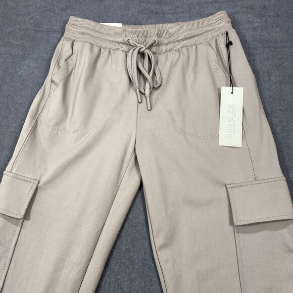 Rachel Zoe Womens XS Taupe Mid-Rise Jogger Pants Pockets Elastic Waist & Cuffs - Picture 2 of 13